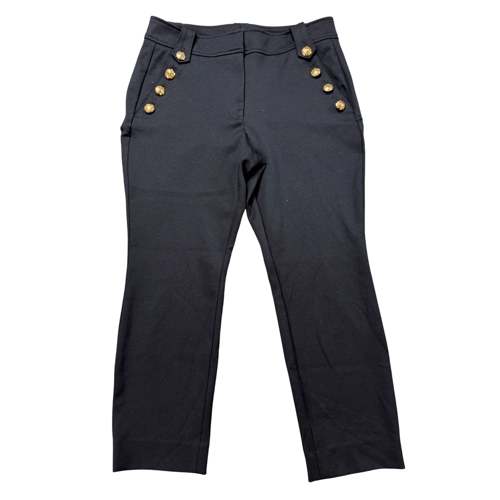White House Black Market Sailor Pants Womens 12 Black Excellent Gold Buttons